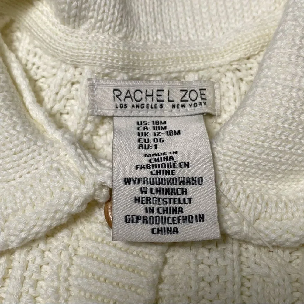 NWT Rachel Zoe Ivory Button Front Knit Cardigan Sweater Size 18 Months